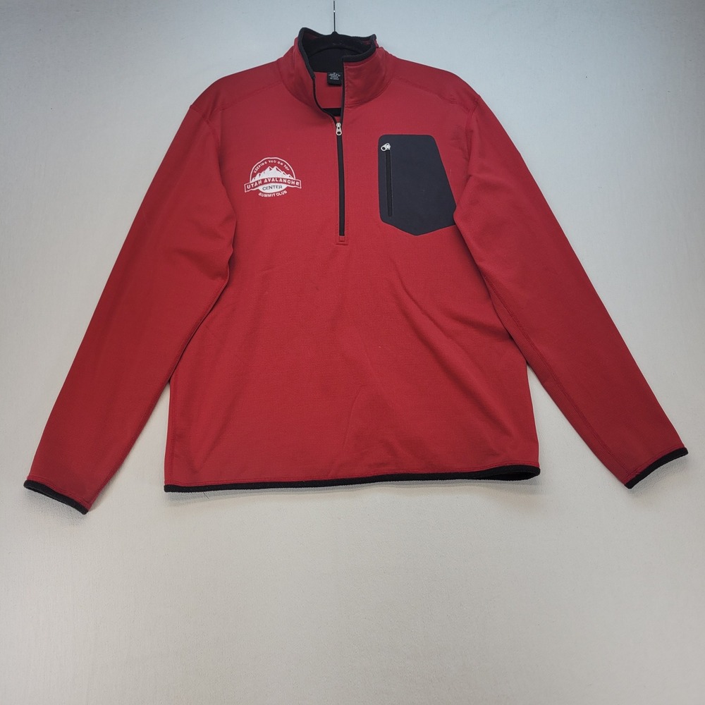 Polartec‎ Fleece Pullover Mens Medium Red Gorpcore Grid Tech 1/4 Zip Jacket